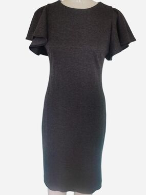 Tommy Hilfiger Charcoal Flutter Sleeve Midi Dress